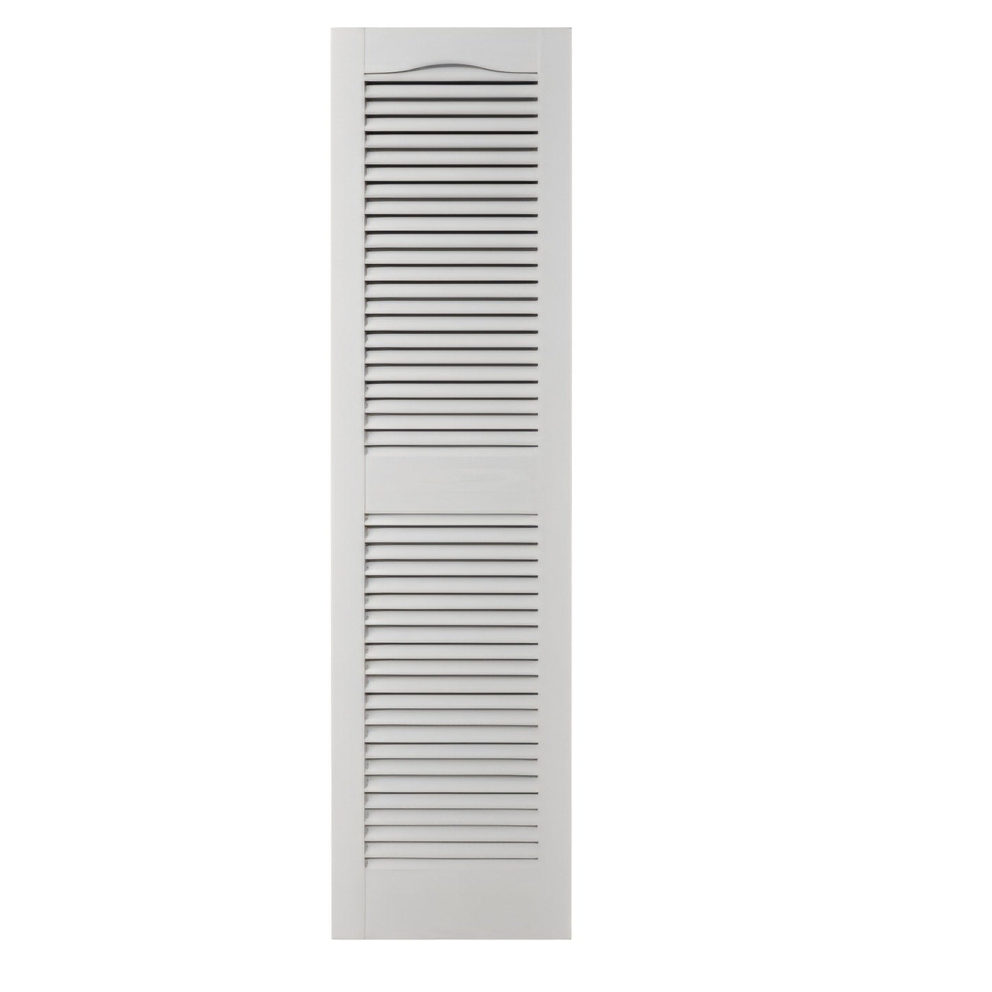 12"W x 31"H Mid-America Vinyl,Standard Size Cathedral Top Center Mullion, Open Louver Shutter white
