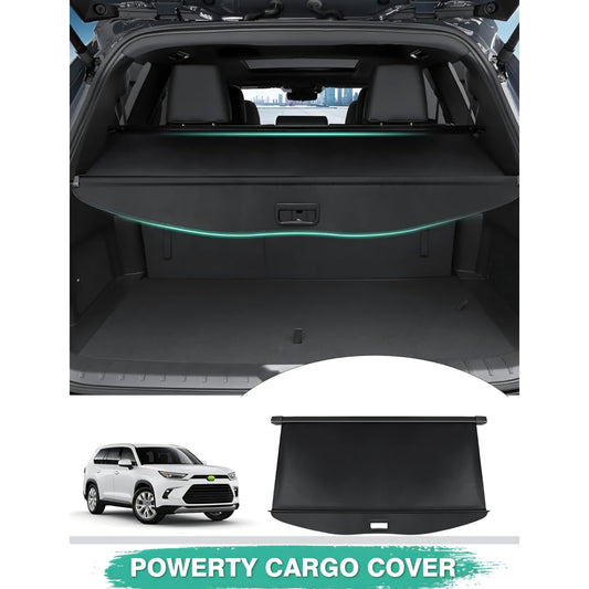 Powerty Cargo Cover for 2024 Toyota Grand Highlander Accessories Trunk Cover Retractable Trunk