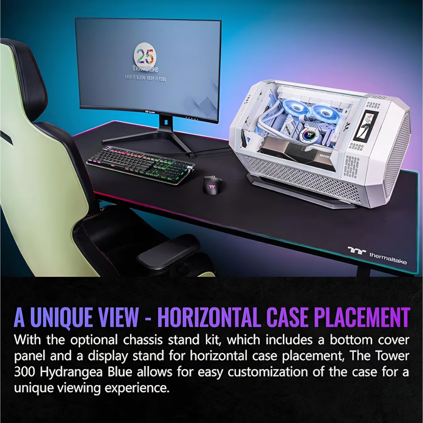 Thermaltake Tower 300 Hydrangea Blue Micro-ATX Case; 2x140mm CT Fan Included