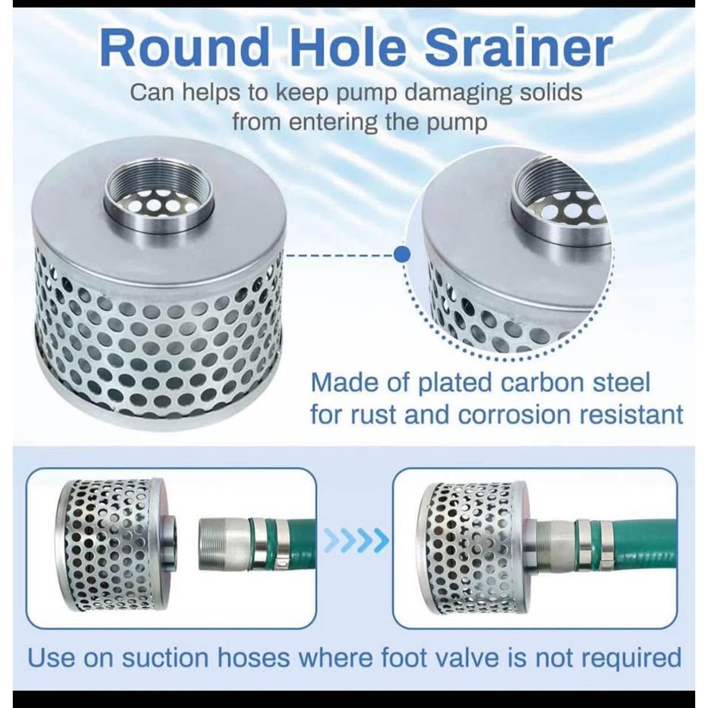 3 Inch Suction Hose Pump kit, Includes 3" x 65' Blue PVC Backwash Hose & 3" x 20' Green PVC Suction
