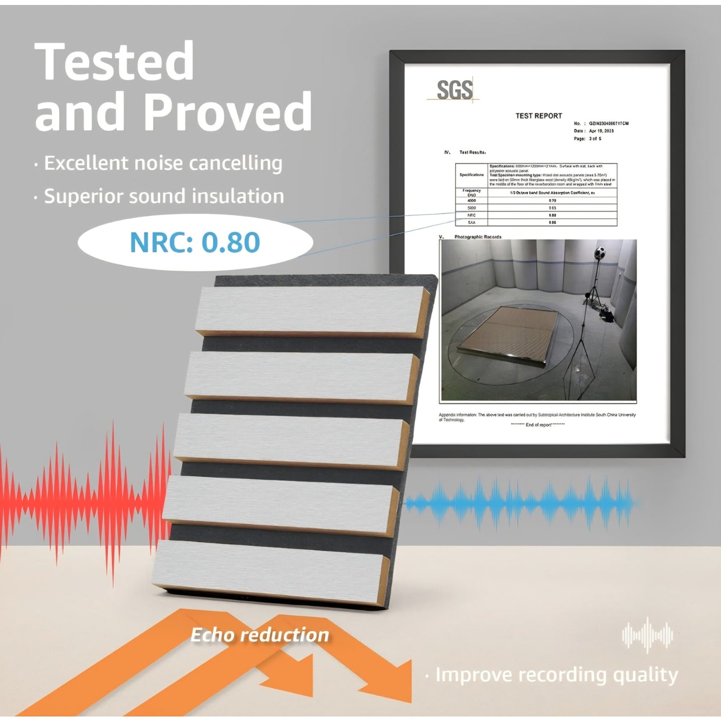 Art3d 4-Piece Wood Slat Acoustic Panels for Stylish Decor and Noise Reduction, Brushd silver