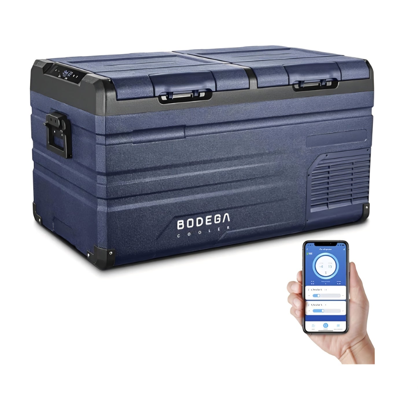 BODEGACOOLER 12 Volt Car Refrigerator,Dual Zone APP Control, Designed with Removable 2-Way Door