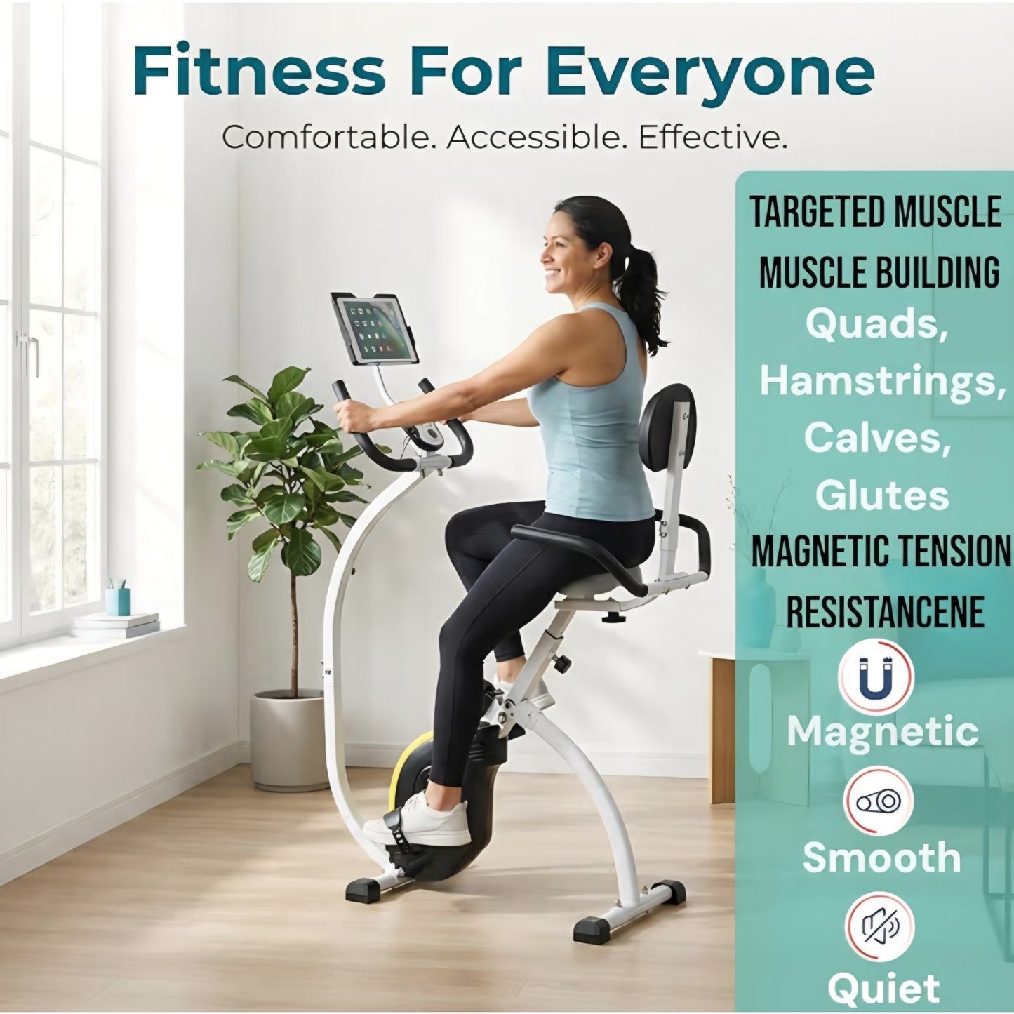 Foldable Recumbent Exercise Bike with High Backrest and Magnetic Resistance