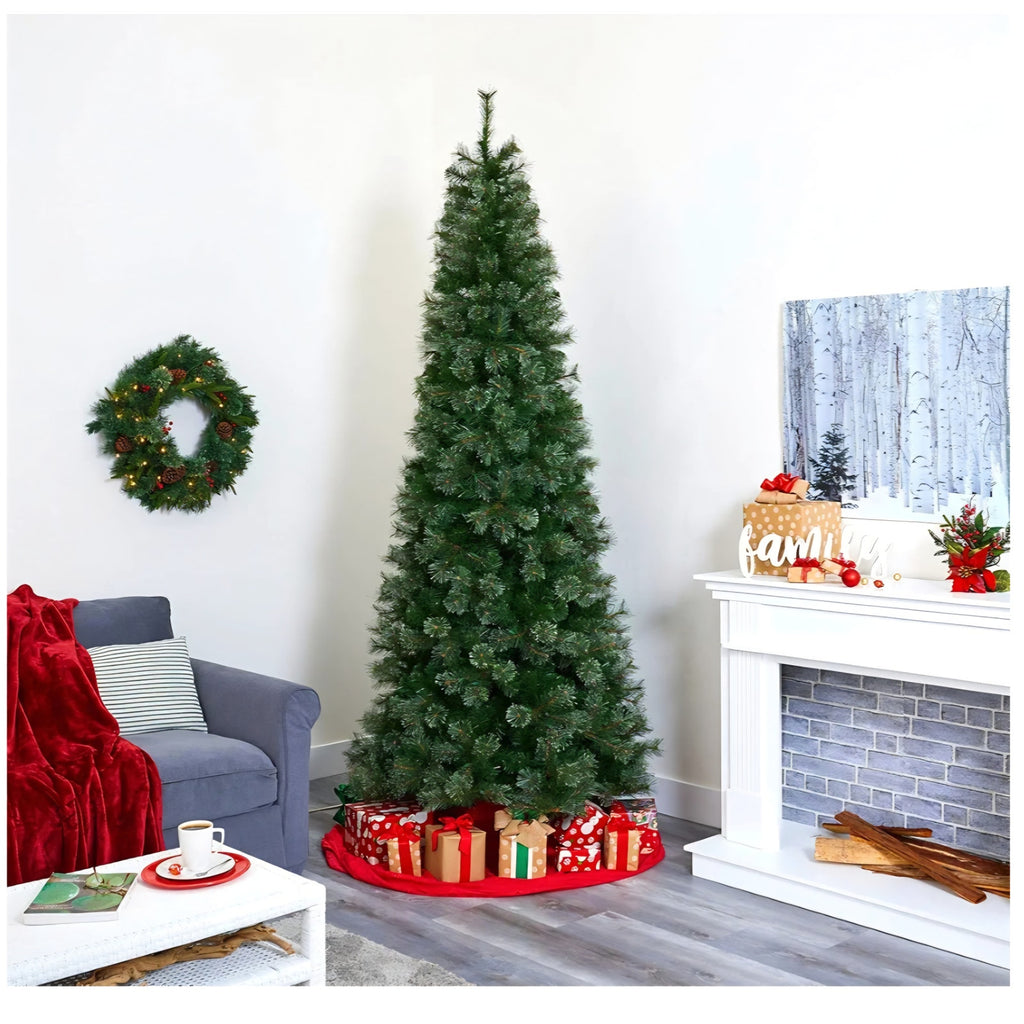 Nearly Natural 9ft. Cashmere Slim Artificial Christmas Tree with 550 Warm White Lights and 1308