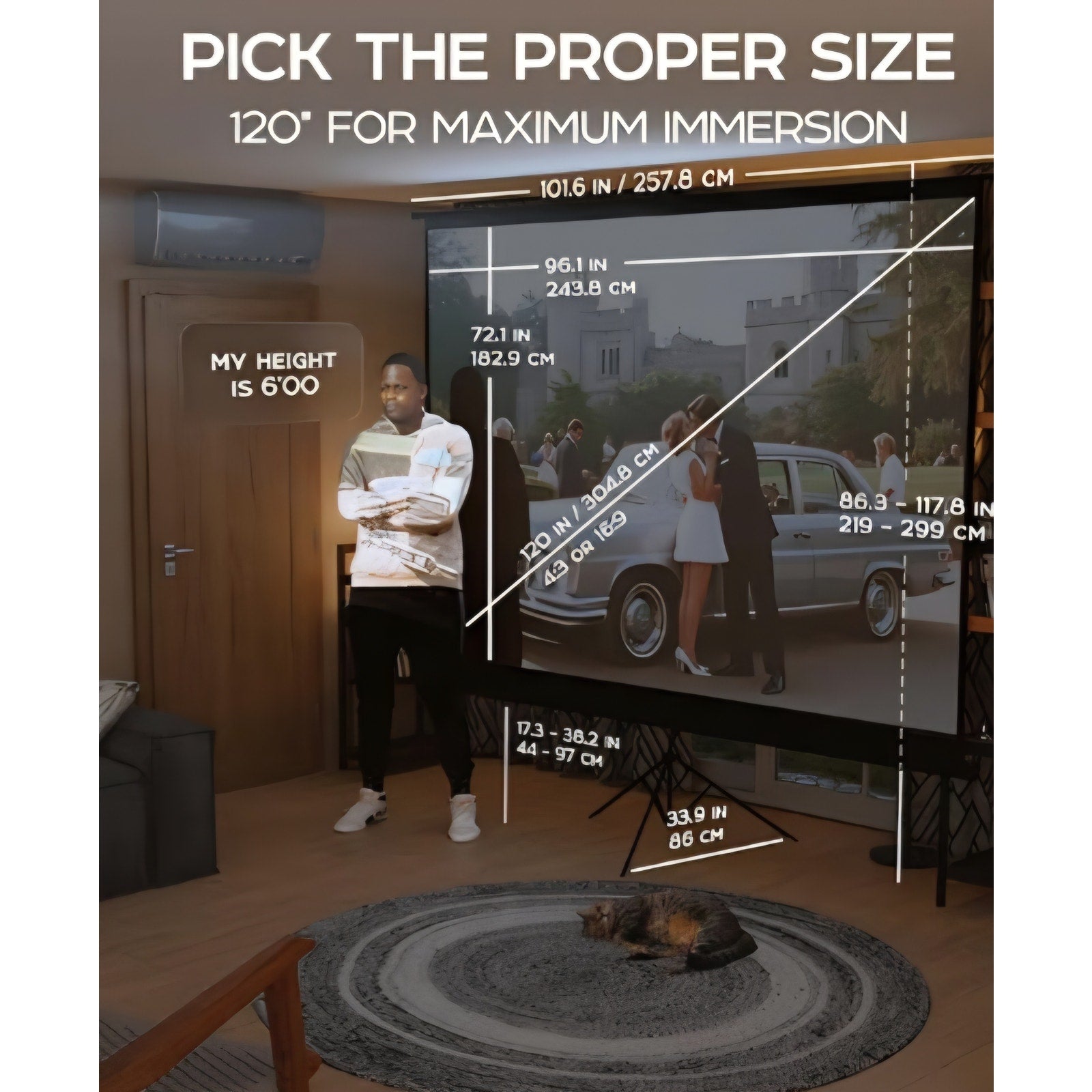 PropVue Projector Screen with Stand 120 inch - Indoor and Outdoor