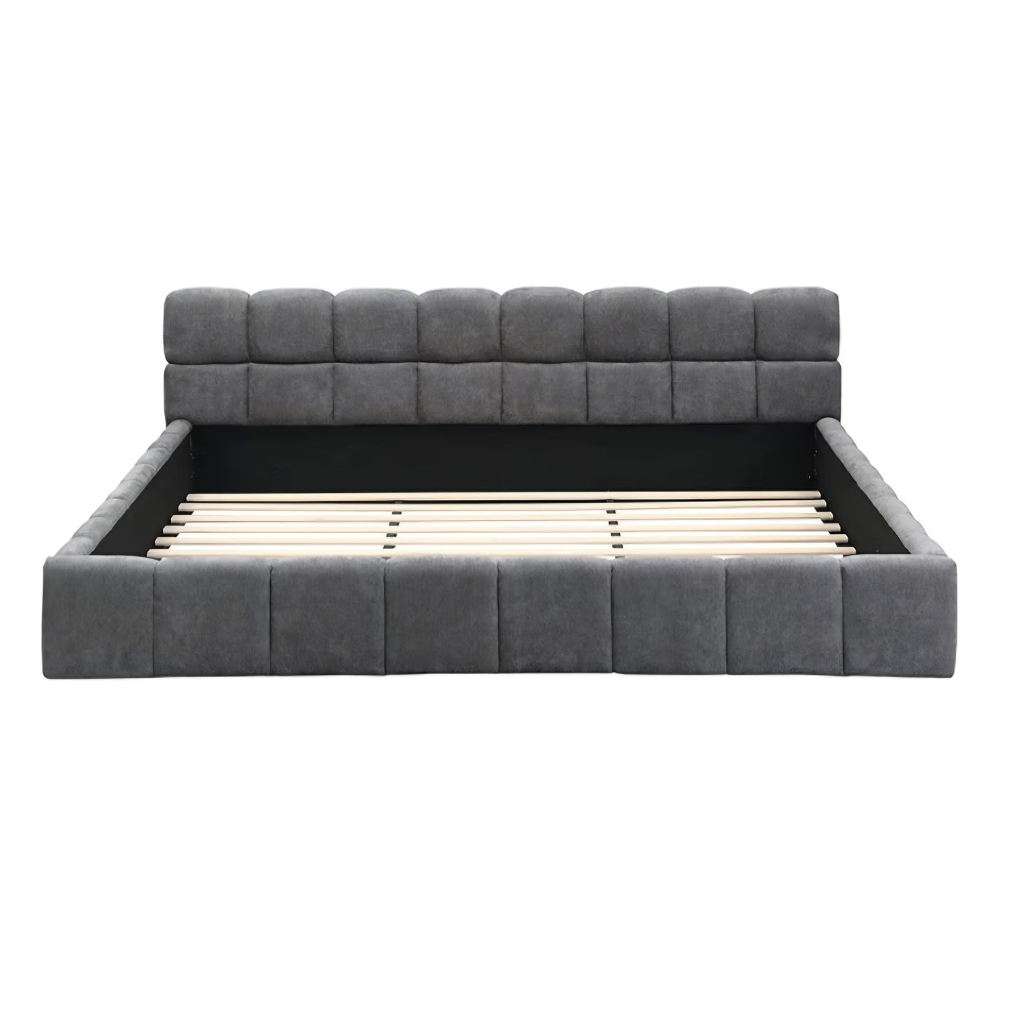 Modern Gray Double Full Bed Frame for Master Bedroom
