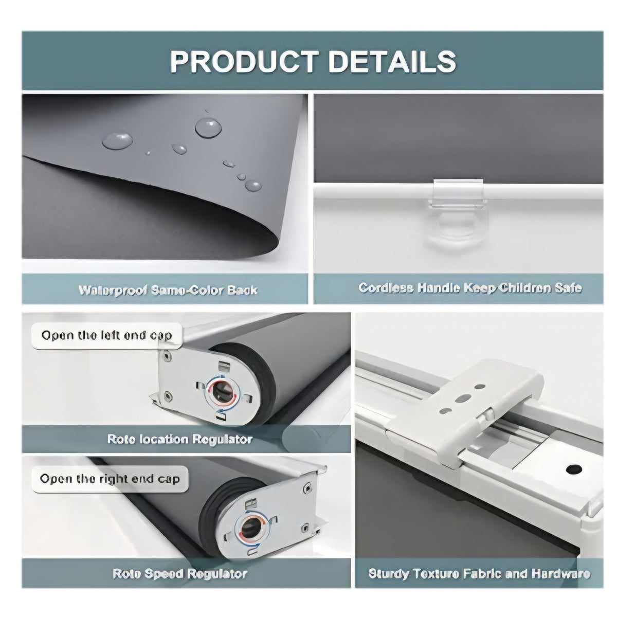 Cordless Roller Shades Blackout Blinds for Windows Room Darkening Rolled Up Shades with Spring System,