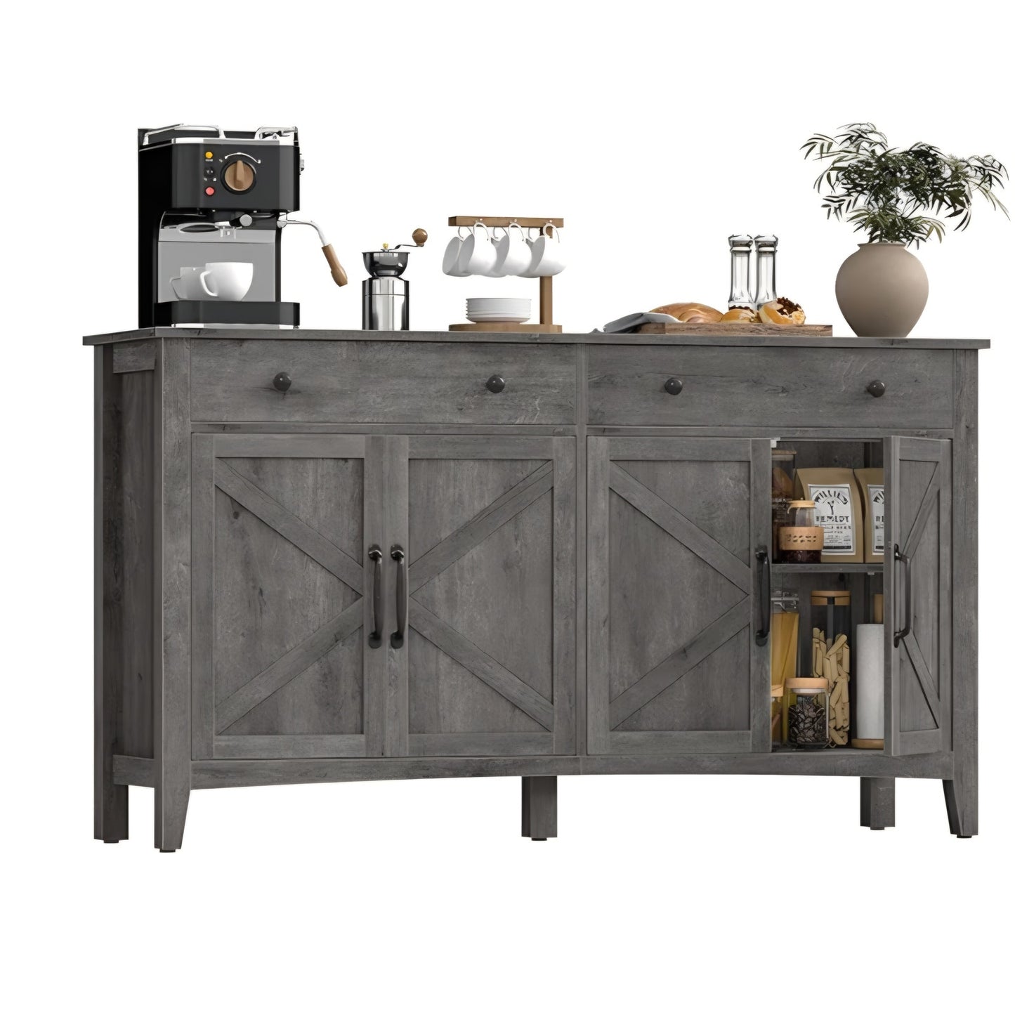 Buffet Cabinet, Coffee Bar Cabinet with 2 Drawers, Adjustable Shelves, Sideboard Storage