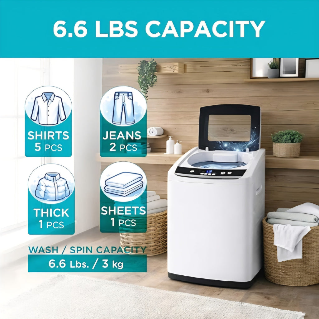 BLACK+DECKER 0.9 Cu. Ft. Portable Washer, 6.6 lb. Capacity Washing Machine for Homes & Apartments