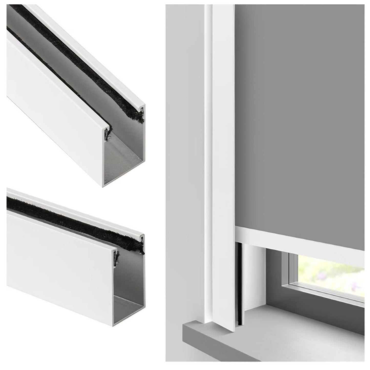 100% Blackout U-Channel Aluminum Light Blocking Strip for Window Shades Roller