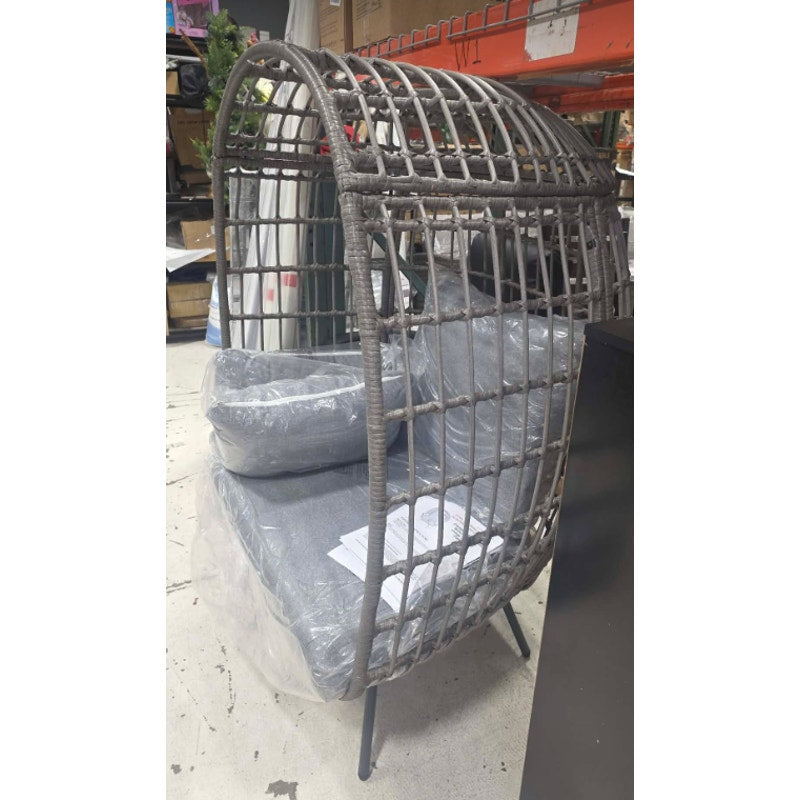 Flash Furniture Zola Commercial Indoor/Outdoor Swivel Lounge Chair, Oversized Wicker Egg Chair,
