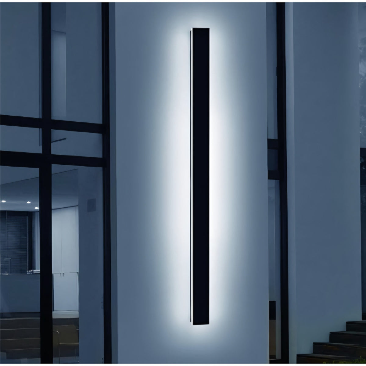 71inch Modern Outdoor Wall Light, 3000K-6000K Dimmable Outside Wall Sconce, Black Exterior Lighting