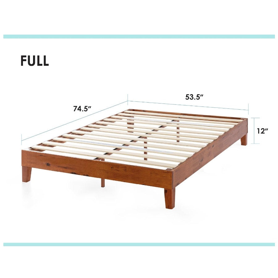Full Bed Frame 12 Inch Solid Wood Platform Bed with Wooden Slats