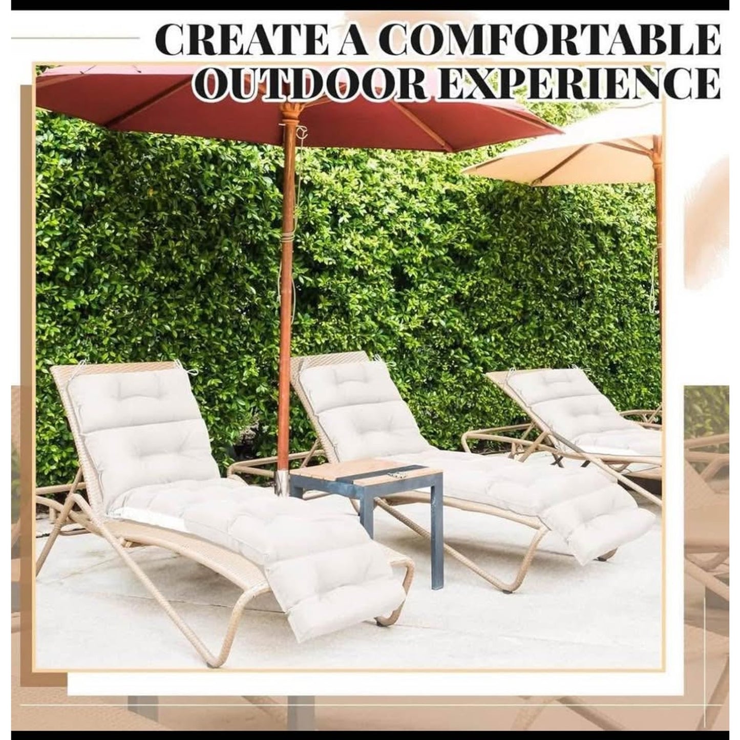 Kigley 2 Pcs Chaise Lounge Cushions 75 x 22 x 5 Inches Soft Lounge Chair Cushion Spring/Summer Seaso