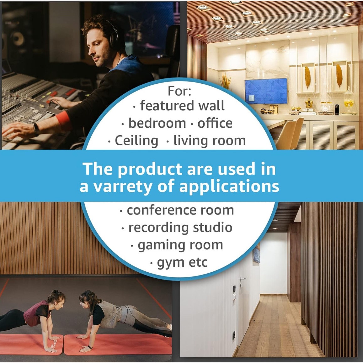 Art3d 4-Piece Wood Slat Acoustic Panels for Stylish Decor and Noise Reduction, 3D Textured