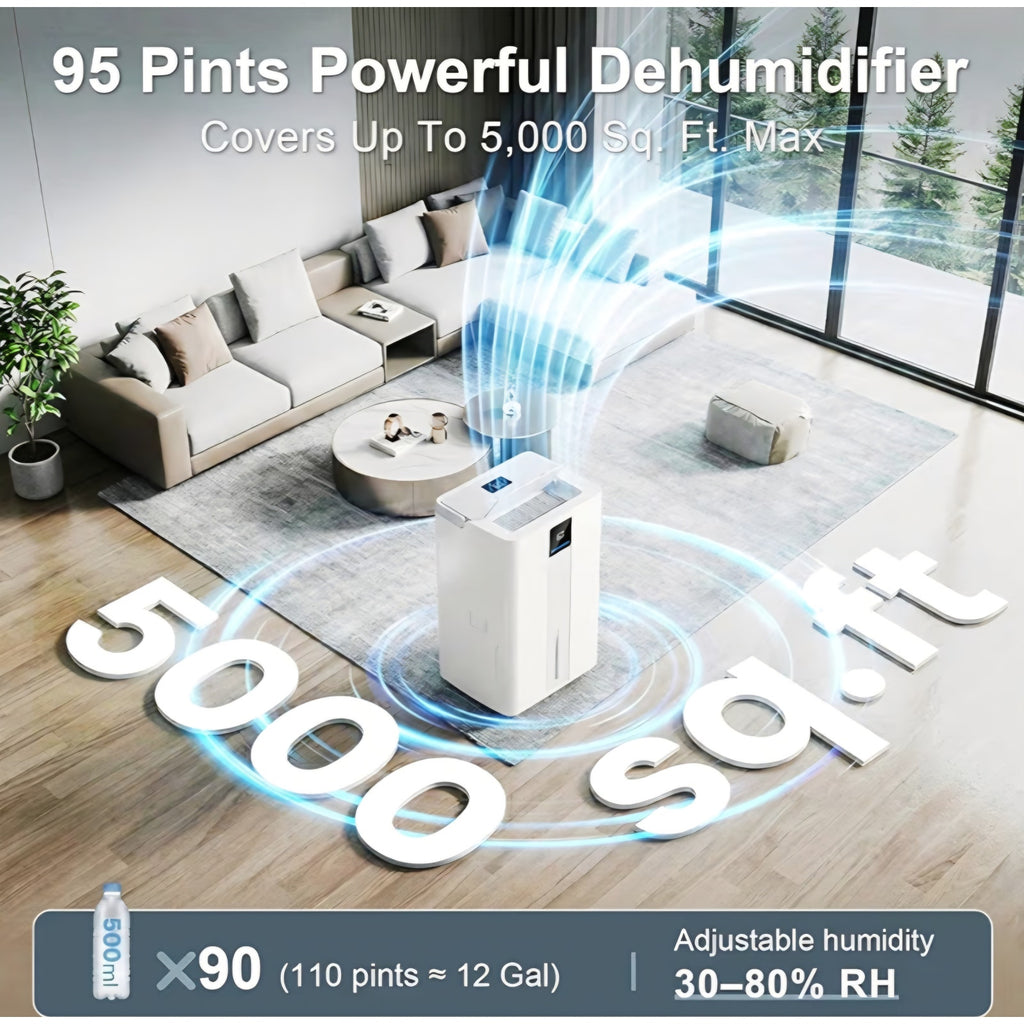 MEPTY Dehumidifier for Basement &amp; Home with Drain Hose,Smart Humidity Control,24H Timer &amp; Child Lock,3-Color Humidity Display Ideal for Bedroom,Bathroom