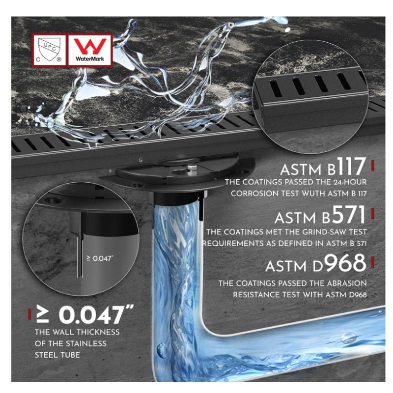 WEBANG 60 Inch Linear Shower Drain Rectangular Floor Drain with Accessories