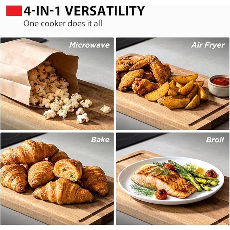 Toshiba Air Fryer Combo 4-in-1 Countertop Microwave Oven, Smart Sensor, Convection, Mute Function.