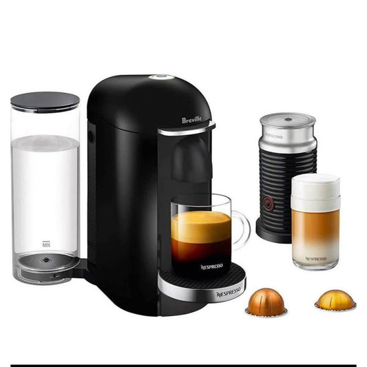 Nespresso Vertuo Plus Deluxe Coffee and Espresso Maker by Breville, Piano Black with Aeroccino Milk