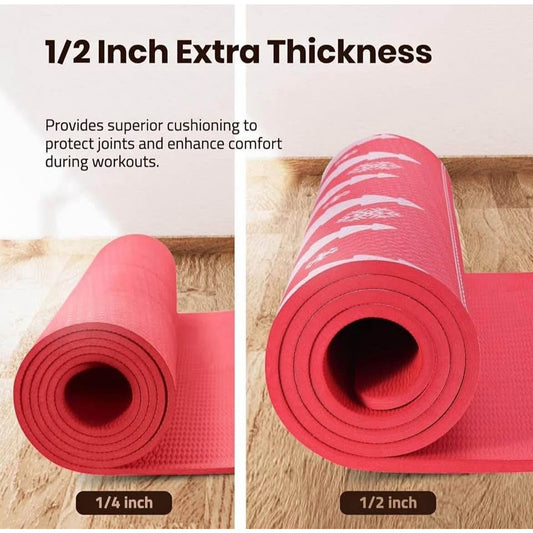 Thick Yoga Mat w/Carrying Strap (72“L x 30"W) for Men & Women - Non Slip Extra Wide and Long Fitness