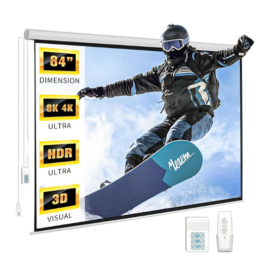DINAH 84 Inch Electric Projector Screen with Remote, Automatic Air Indoor Drop Down