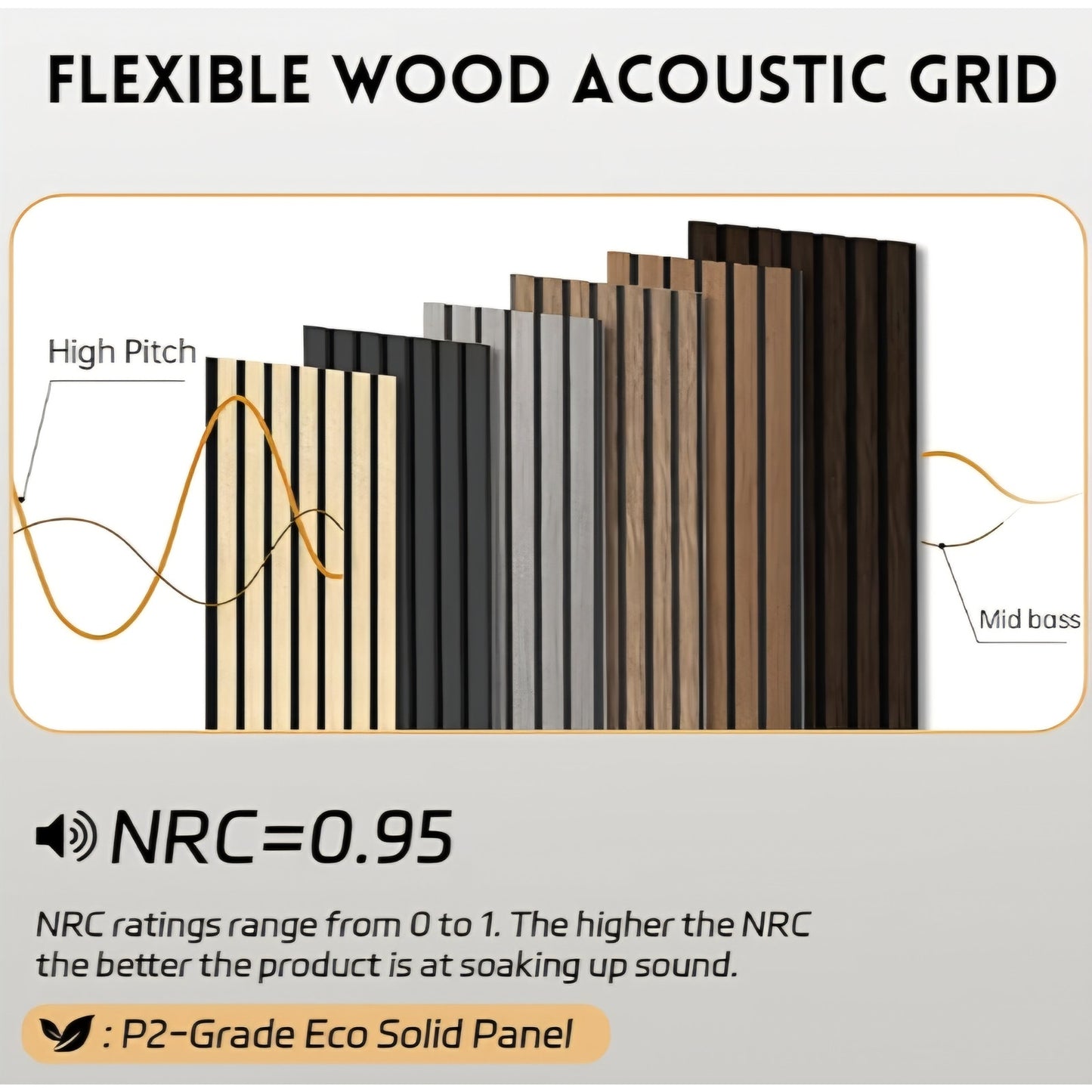 4 Pack Wood Panels for Wall, 106.3" × 11" Wood Slat Acoustic Panels for Wall,  Walnut