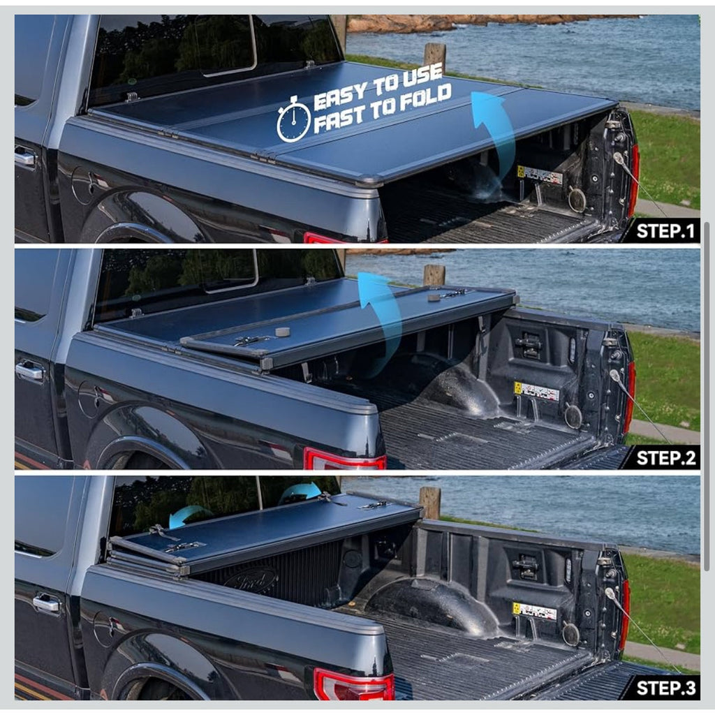 Hard Folding Tonneau Cover Compatiable with Dodge Ram 1500 Classic&New(2009-2026) 5.7 FT