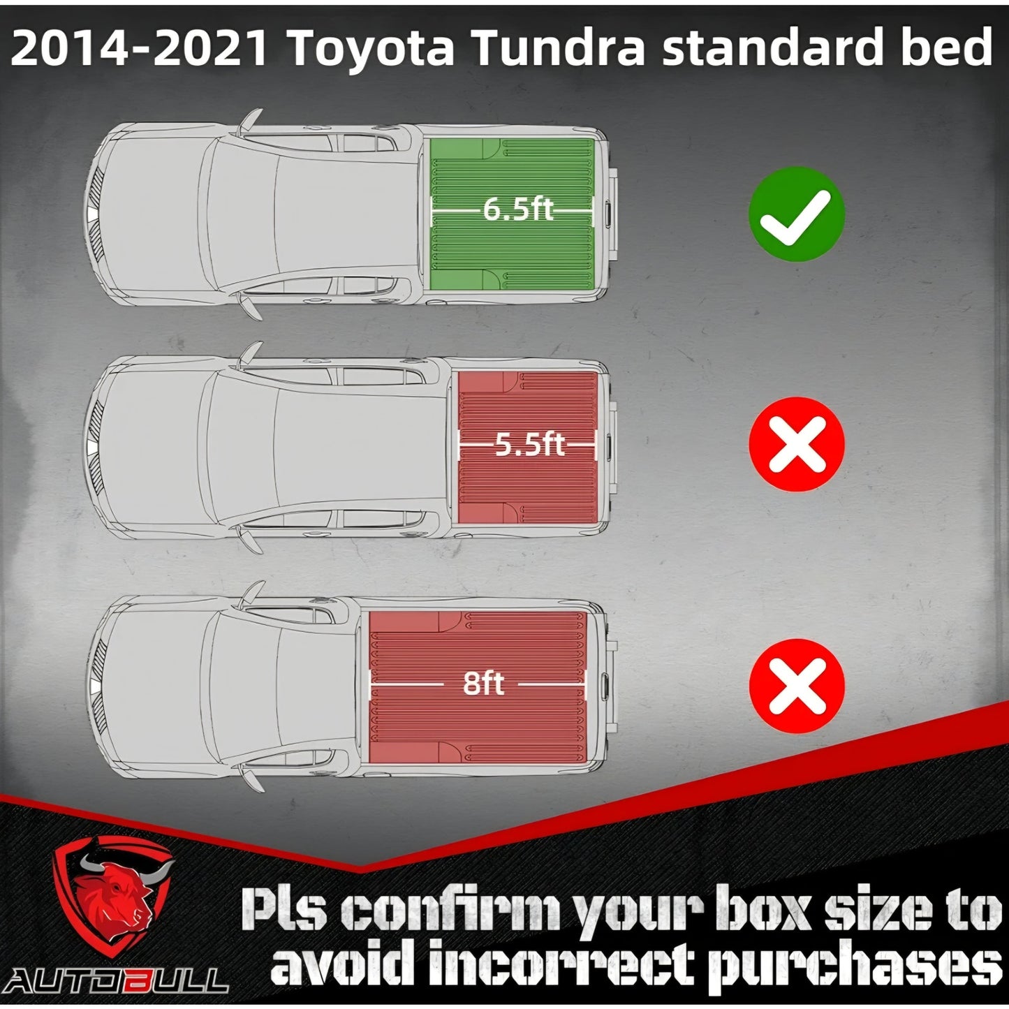 HardTopTri Fold tonneau Cover Compatible with2007-2021 Toyota Tundra(Excl. Trail Edition) 6.5ft Bed