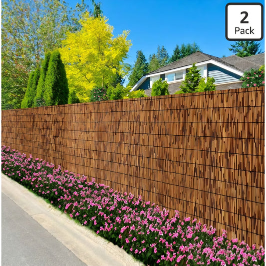 FENRUNXU 2 Pack Natural Bamboo Reed Fence,6FT X 16.4FT Reed Fencing Bamboo Fencing 6FT