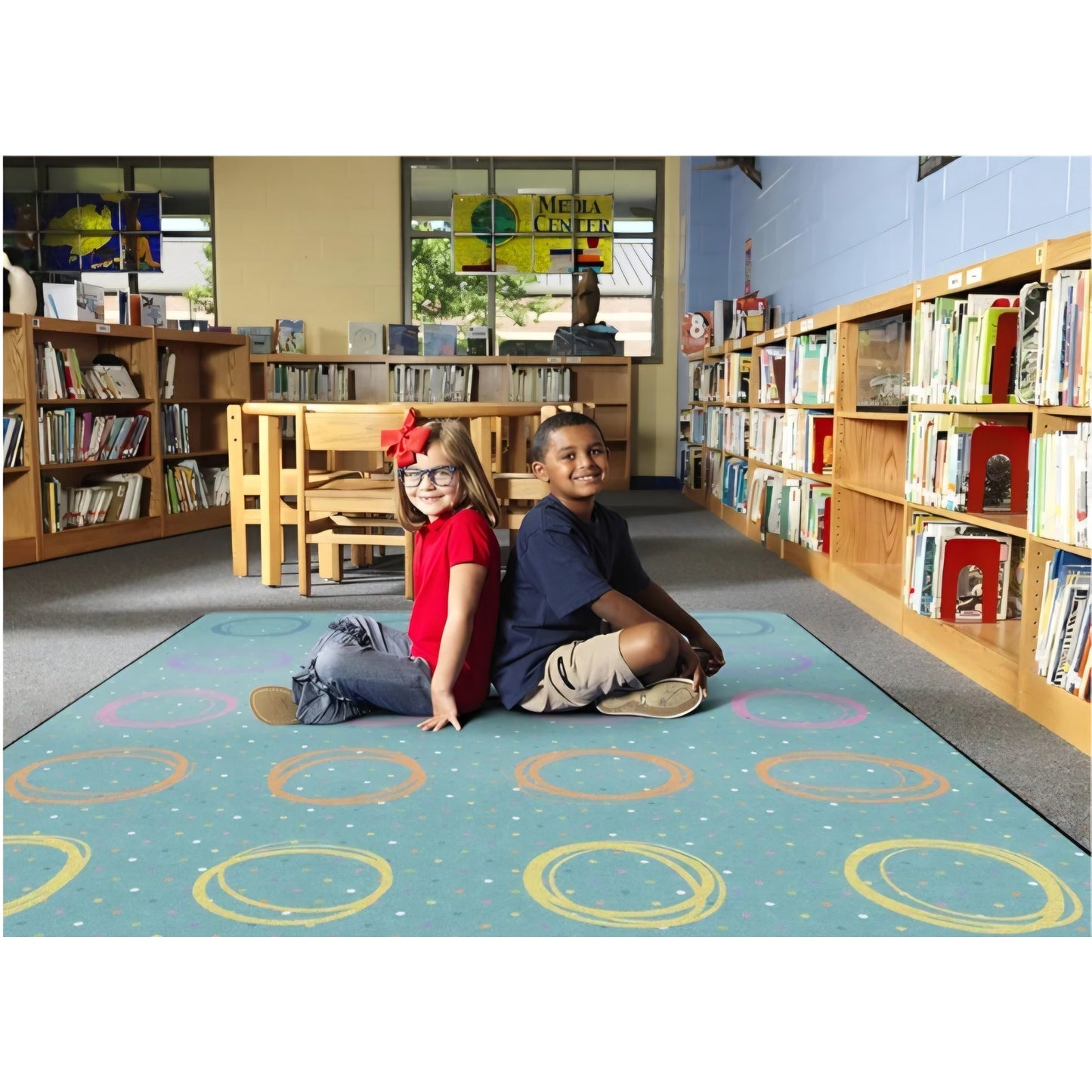 Flagship Carpets Circle Sampler Abstract Classroom Educational Area Rug for Kids and Teachers,