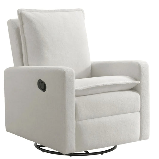 Oxford Baby Uptown Upholstered Swivel Glider and Recliner Nursery Chair, Boucle White