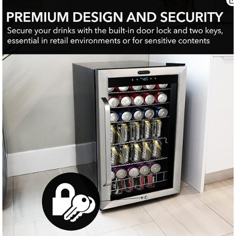 Whynter Beverage Refrigerator Mini Fridge, 136 Can, Glass Door, BR-1211DS Even Fan Forced Cooling