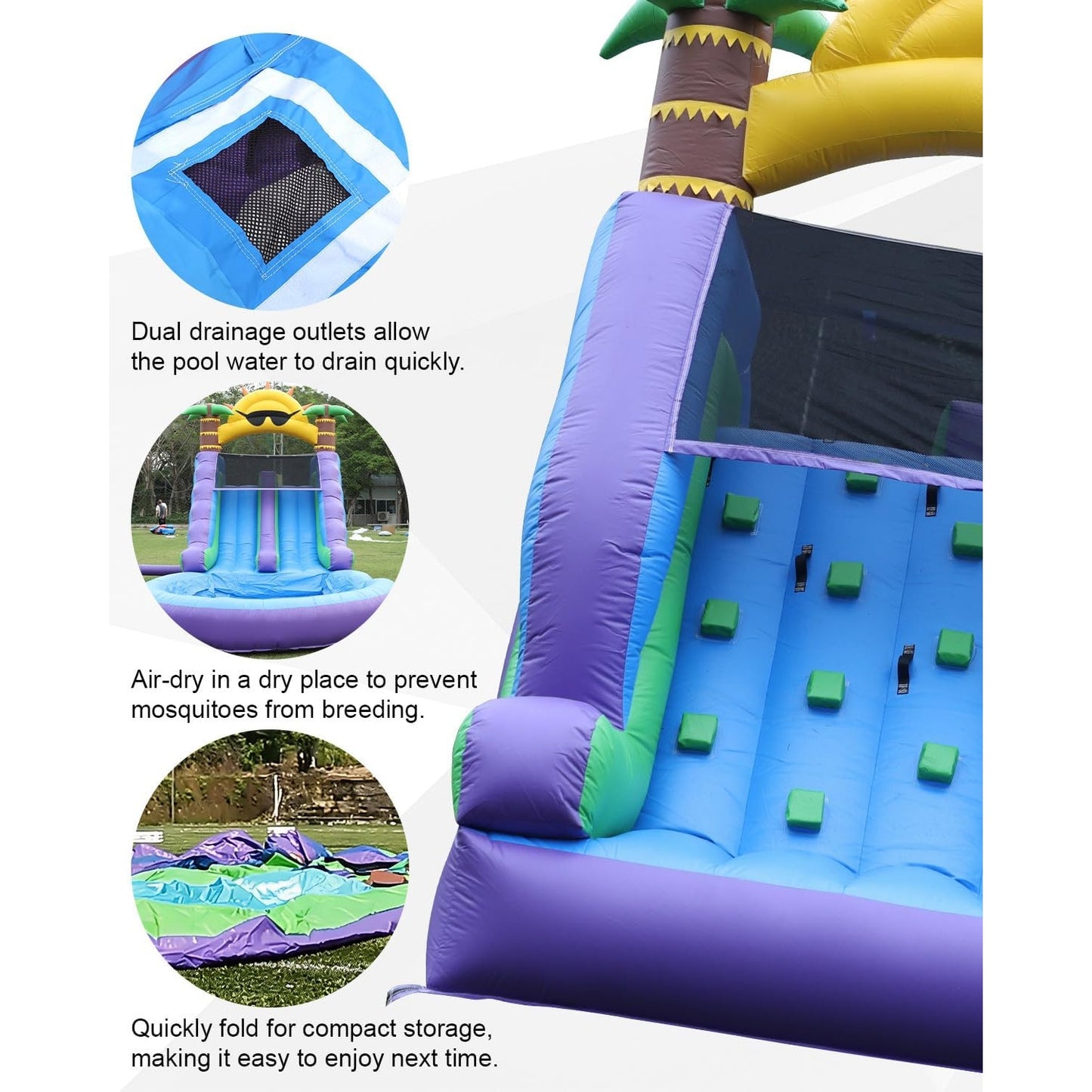 26FT Inflatable Water Slide for Kids & Adults, Full PVC, 1100W Blower, 1100W blower, 700 lb capacity