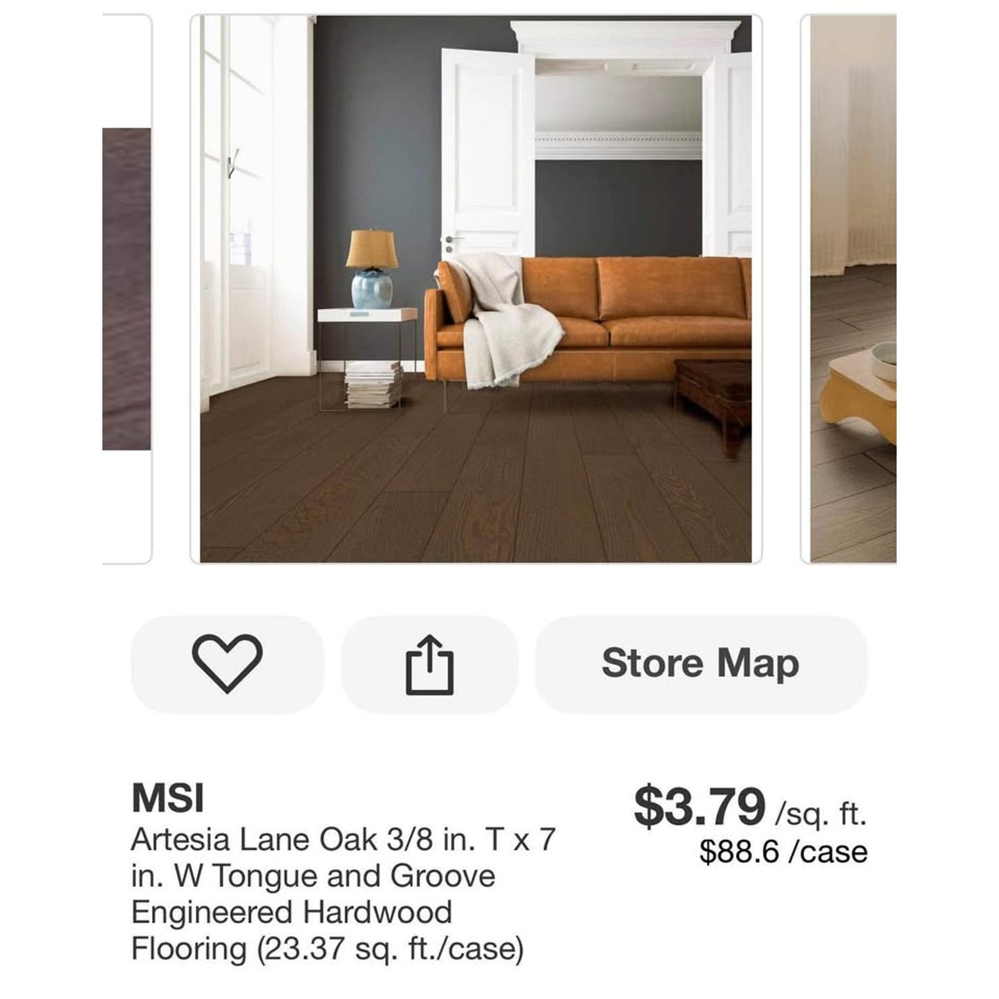 Artesia lane oak 3/8 in. Tx7in. W Tongue and groove engineered hardwood flooring (23.37 sq. ft/case)