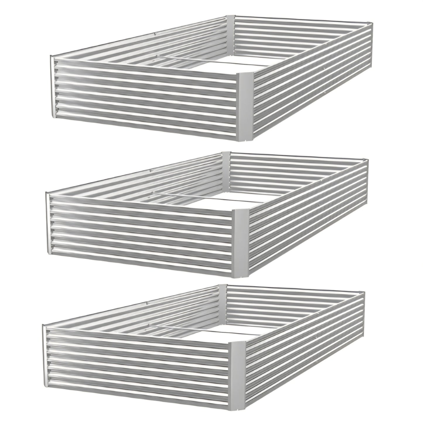 BTDVR 3 Pcs 8×4ft Galvanized Raised Garden Bed Outdoor, Metal Raised Beds for Vegetables,