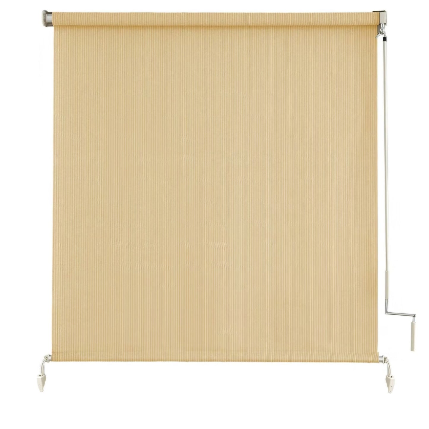 sunoff Outdoor Roller Shades, Cordless Patio Roller Up Blinds 2 Poles & 1 Fabric, Wheat, 84" Wx72 H