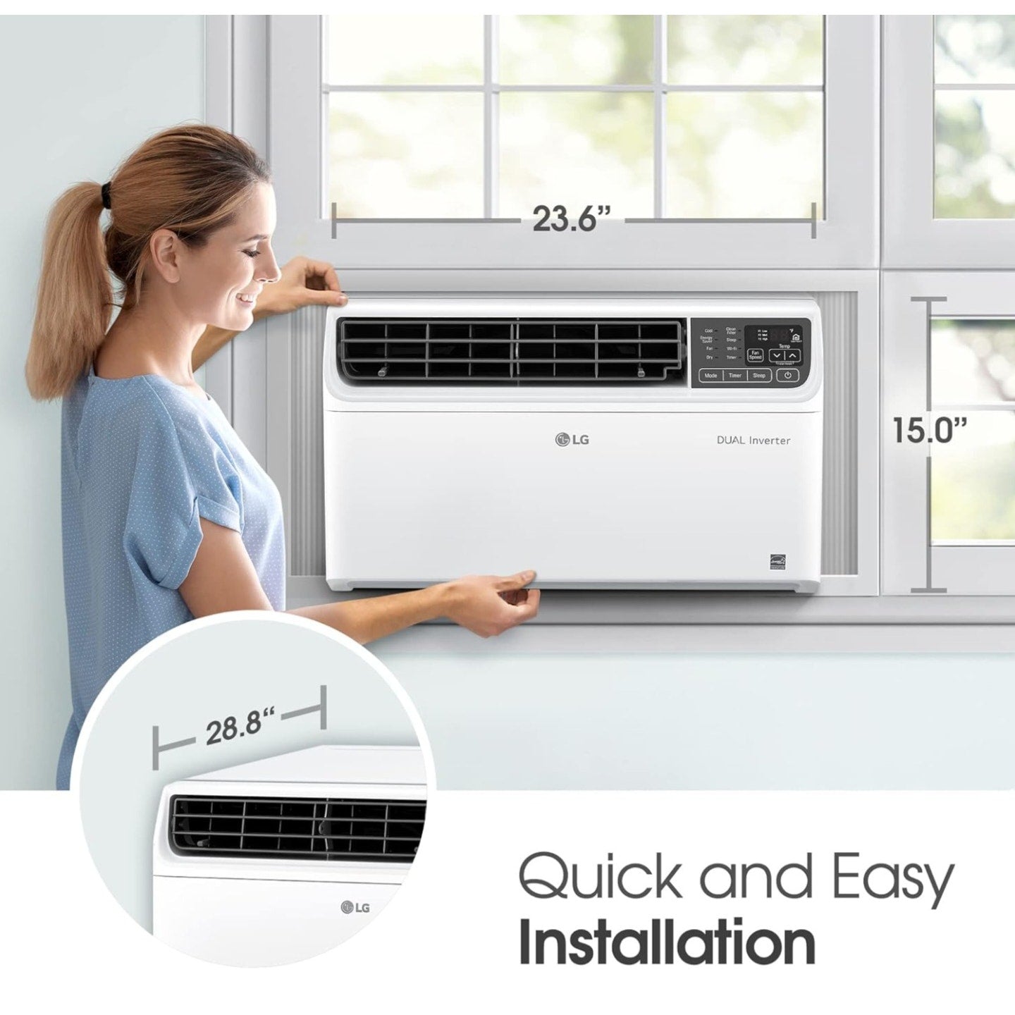 LG 14,000 BTU DUAL Inverter Smart Window Air Conditioner, 115V, Cools 700 Sq. Ft. for Bedroom,