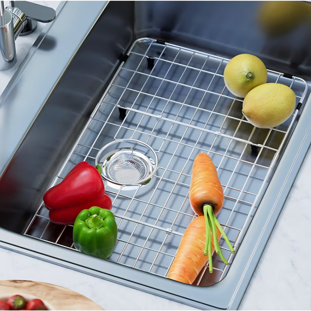 Sink Protector Grid, 28-3/8" x 14-3/16" Stainless Steel Sink Bottom Grid Rear Drain