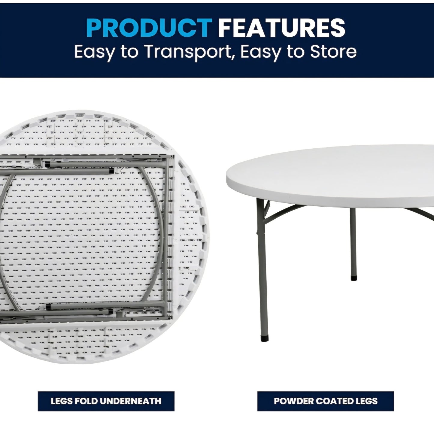 Flash Furniture 5' Round All-Occasion Plastic Folding Event Table