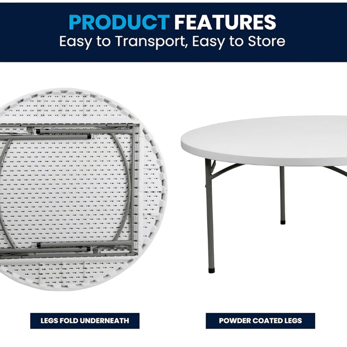 Flash Furniture 5' Round All-Occasion Plastic Folding Event Table