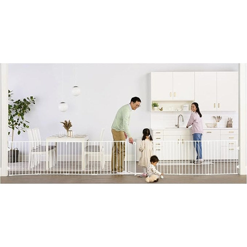 Regalo Safety 50.5-192"Wx28"H, Super Wide Baby Gate, 2-in-1 Convertible Extra Safety Barrier, White