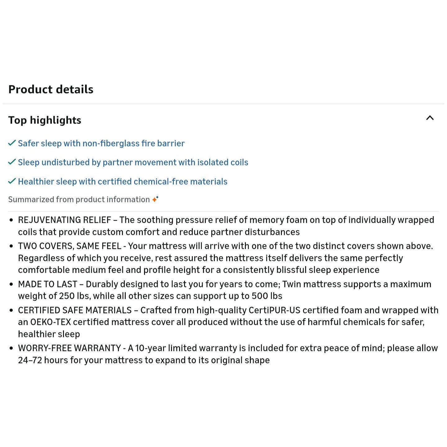 ZINUS 12 Inch Queen Comfort Support Hybrid Mattress [New Version], Queen,