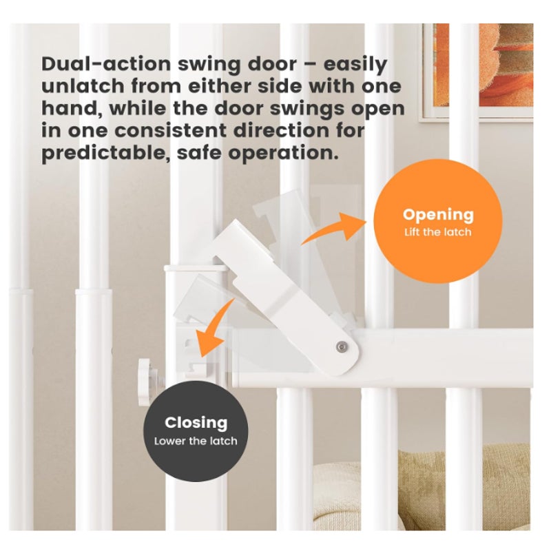 Extra Tall Cat Gate 51"-87" Height Adjustable Pressure Mounted 4 Extensions