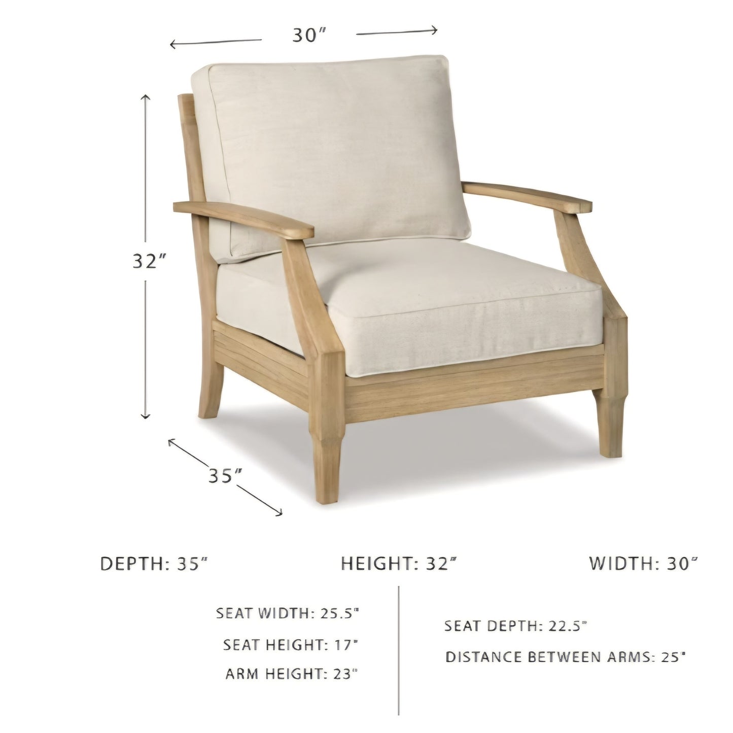 Signature Design by Ashley Clare View Outdoor Lounge Chair, Eucalyptus Wood Frame