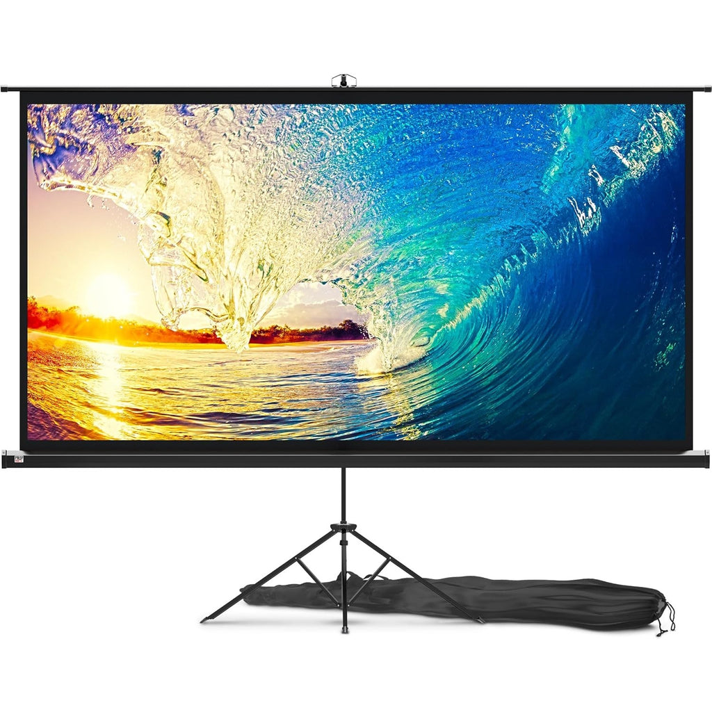 PropVue Projector Screen with Stand 100 inch-Adjustable from 16:9 to 4:3 HD Premium Wrinkle -Black