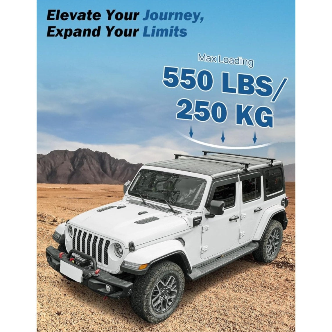Roof Rack Cross Bars Compatible with 2007-2024 Wrangler JK JL & Gladiator JT (Only for Hard Top)