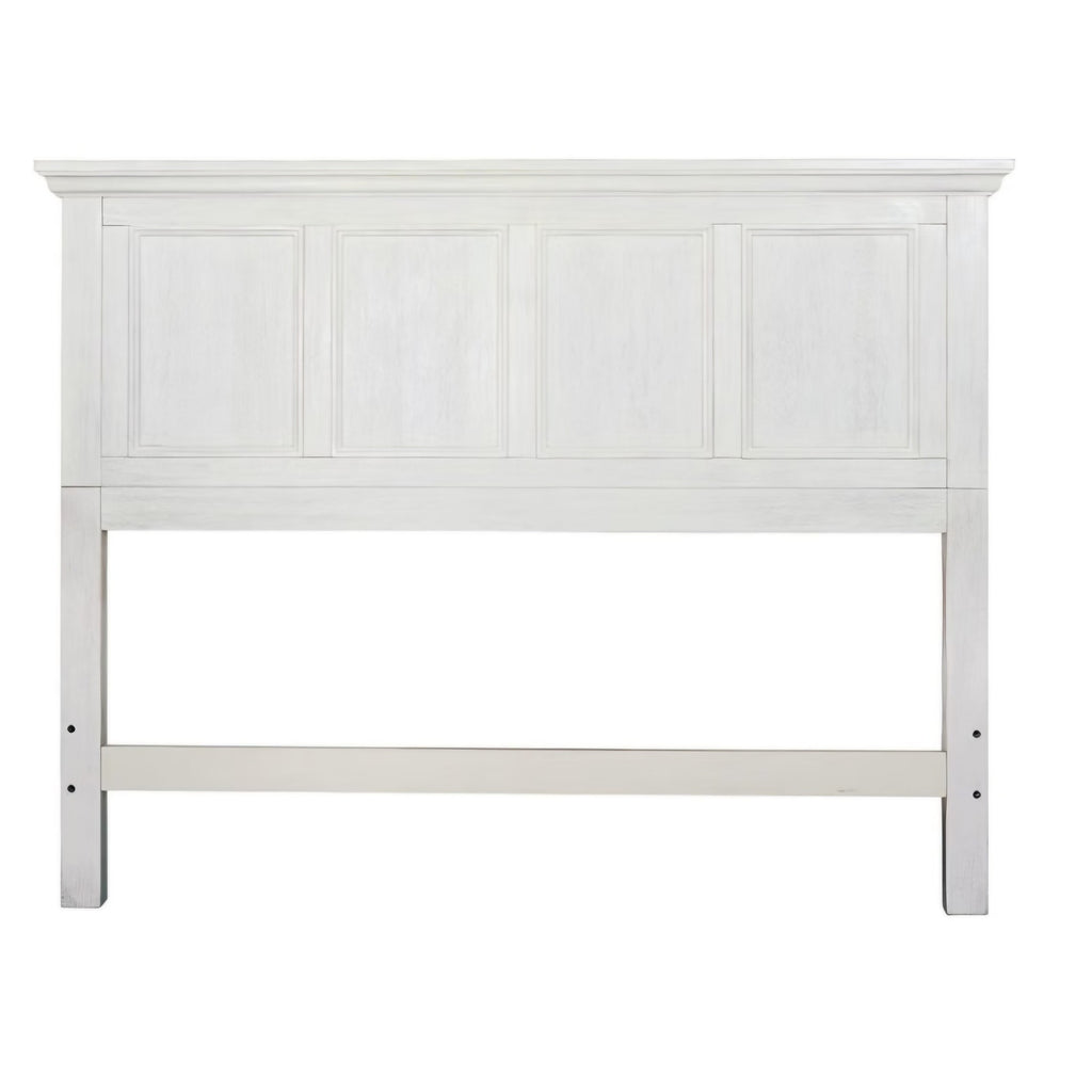 OSP Home Furnishings Farmhouse Basics Queen Headboard Only, Rustic White Finish