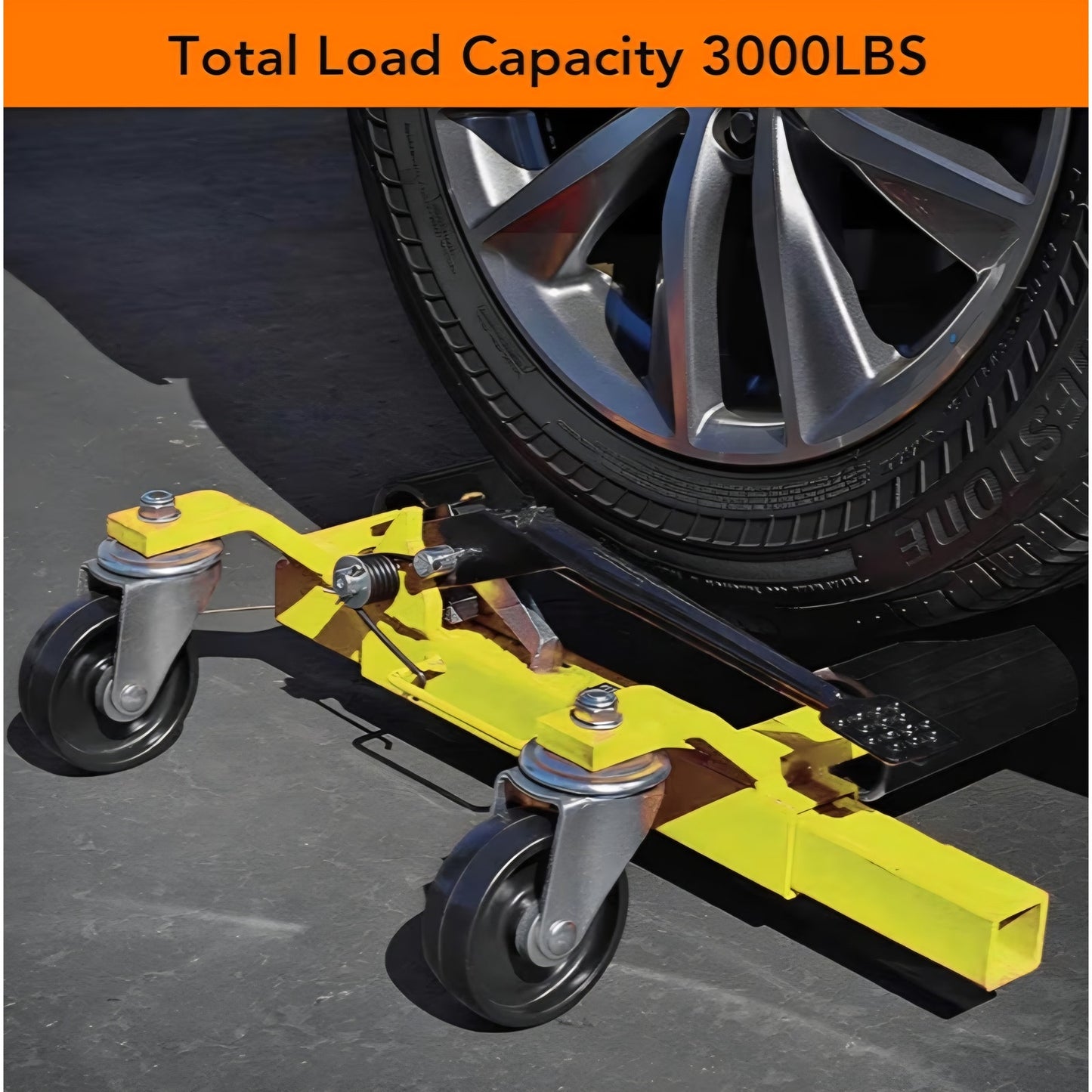 4 Pcs Car Wheel Dolly with Hydraulic Tire Jack, 1500 LBS Capacity Trailer Dolly