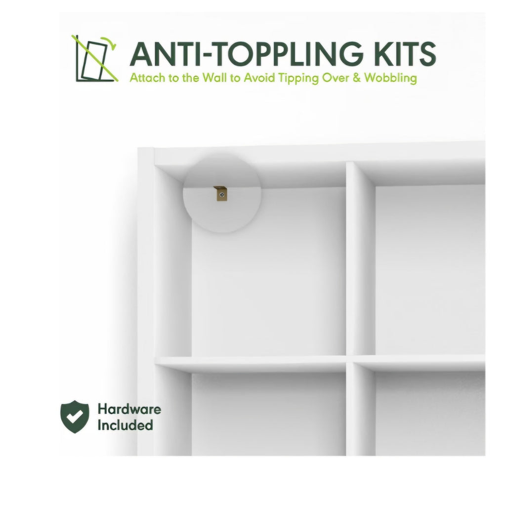 Furinno Cubicle Open Back Decorative Cube Storage Organizer, 9-Cube, White 14.6" x 44" x 44"