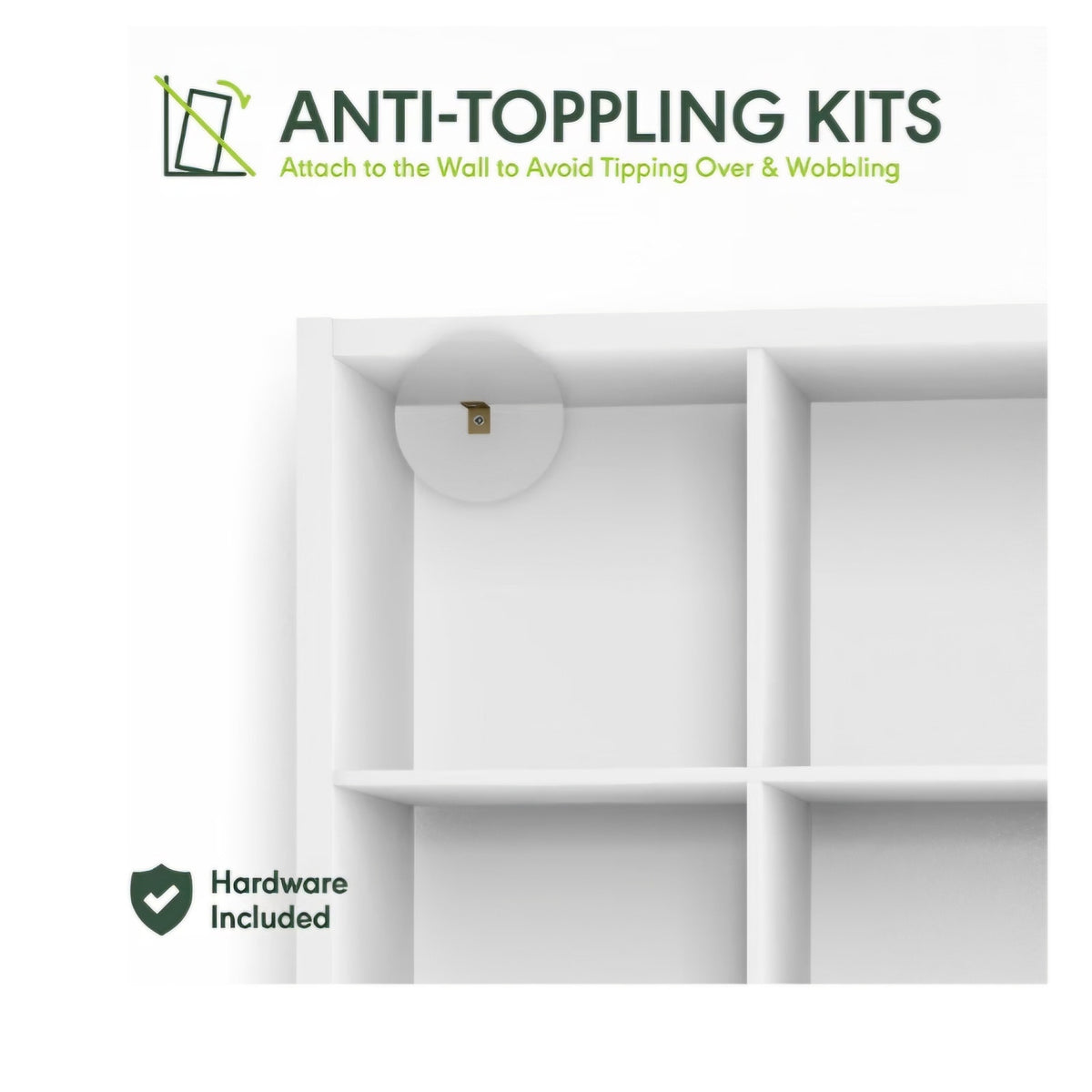 Furinno Cubicle Open Back Decorative Cube Storage Organizer, 9-Cube, White 14.6" x 44" x 44"